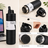 Active Stainless Steel Bottle with Straw 550 ml – Vacuum Insulated