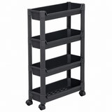 4-Tier Narrow Shelf Unit with Wheels – Black