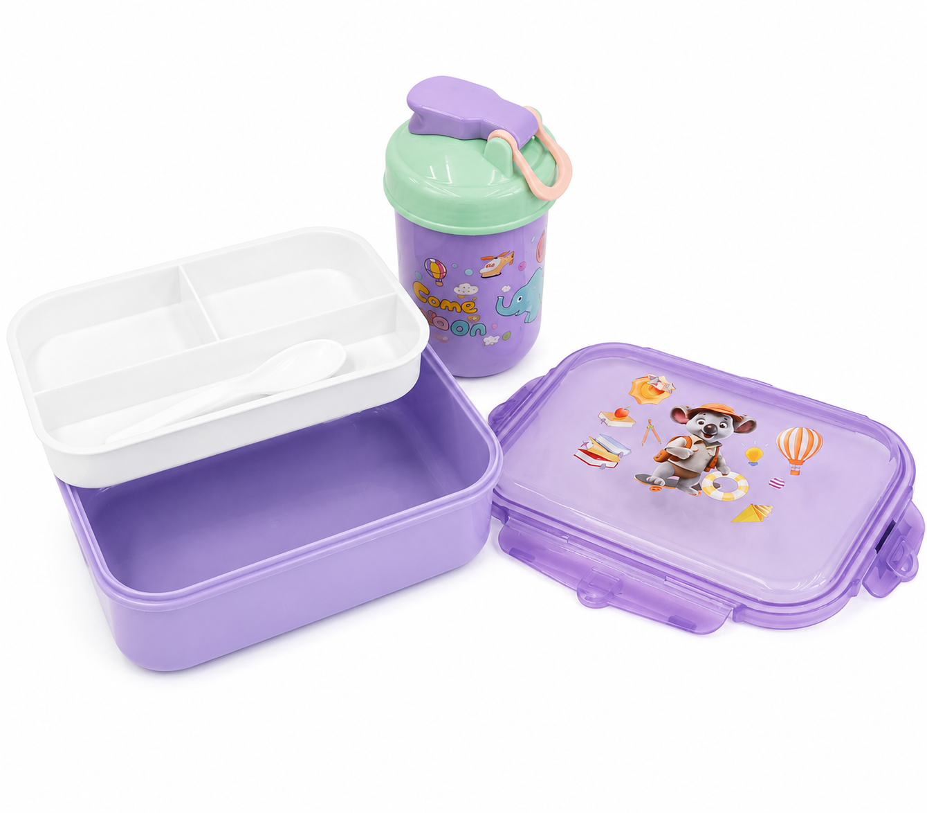 Plastic Lunch Box with Water Bottle