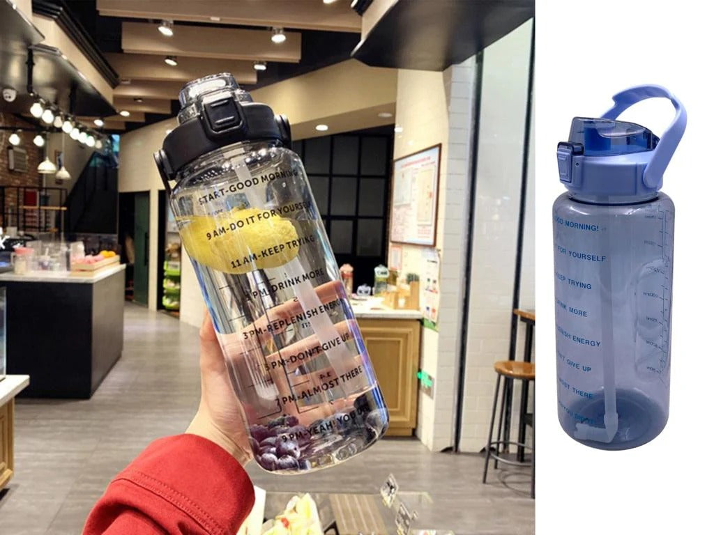 Motivational Water Bottle with Silicone Straw