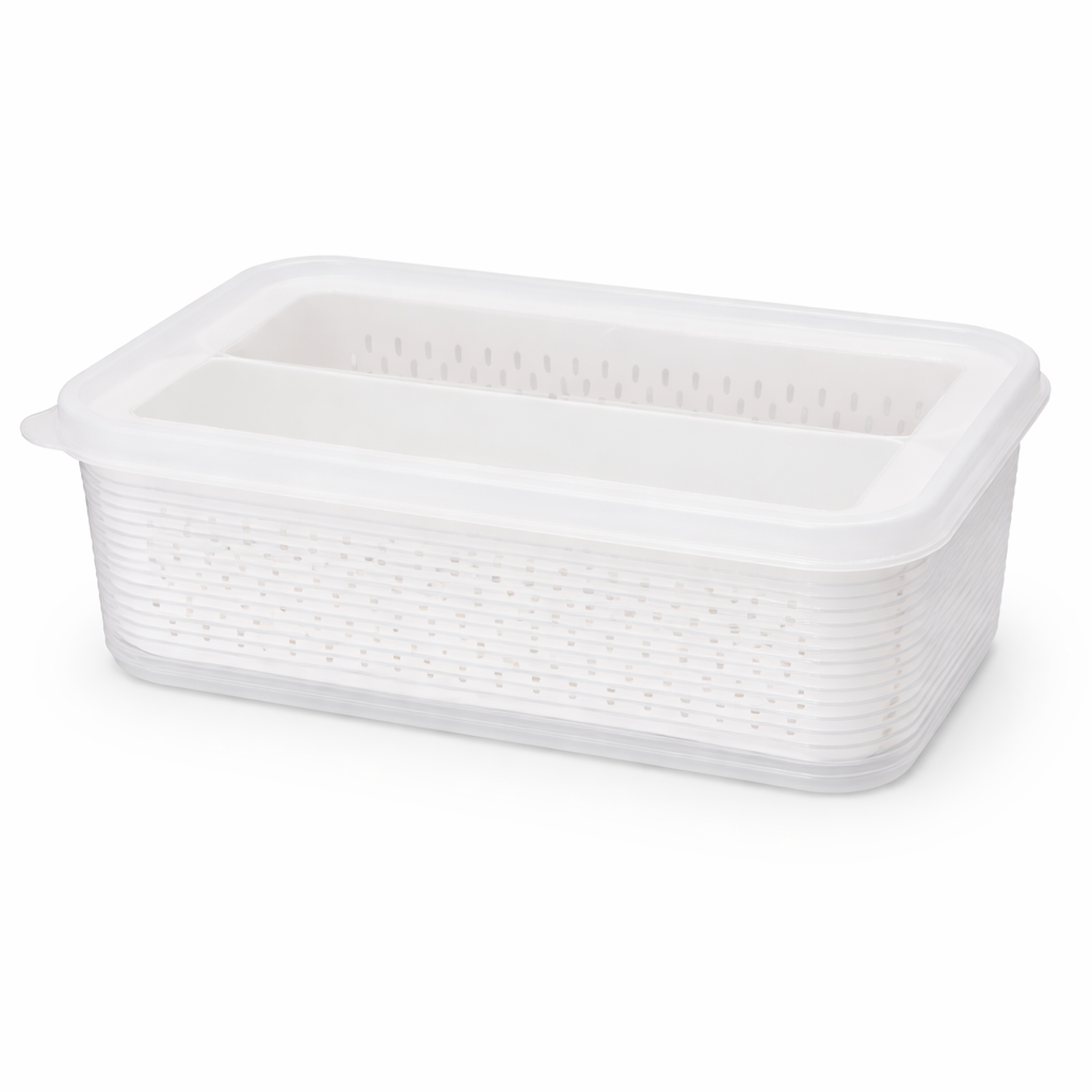 Fridge Organizer with Dual Strainer Compartments