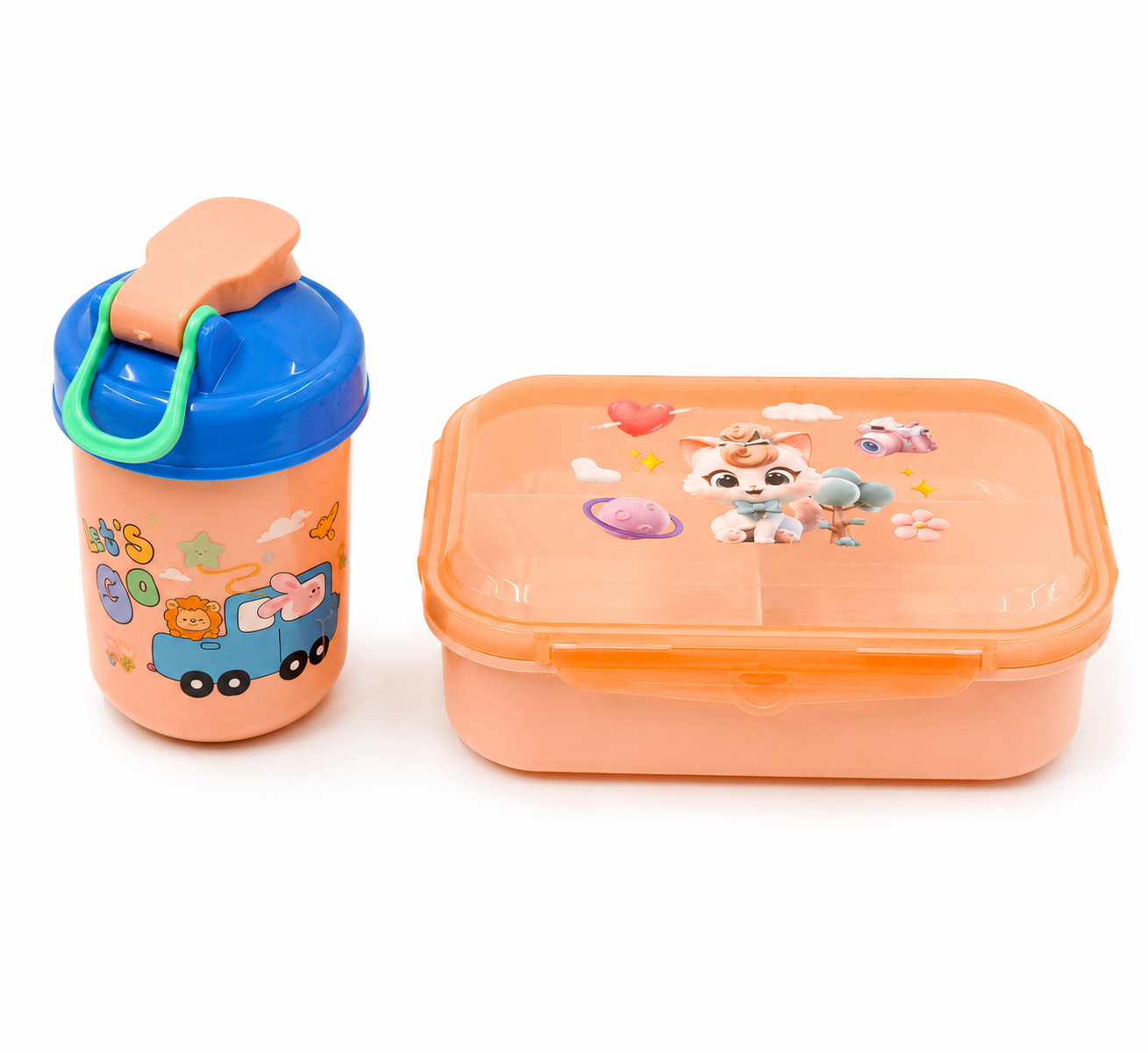 Plastic Lunch Box with Water Bottle