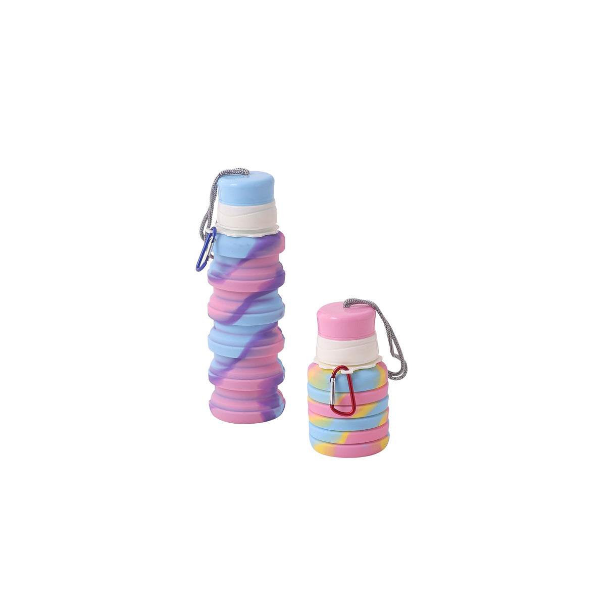 Squeezable Silicone Water Bottle with Carabiner Clip