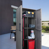 Full Height Plastic Cabinet with Broom Holder