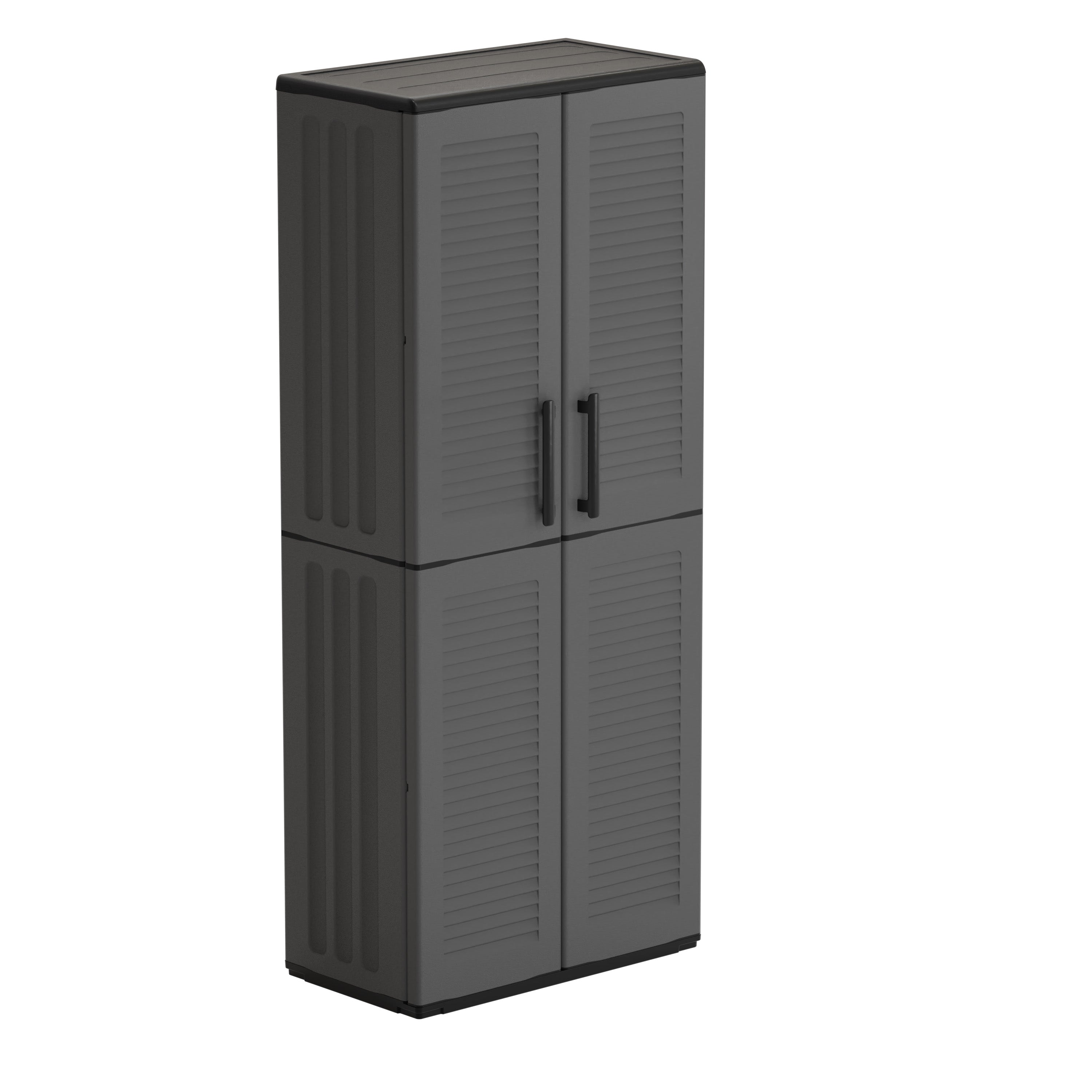 Full Height Plastic Cabinet with Broom Holder