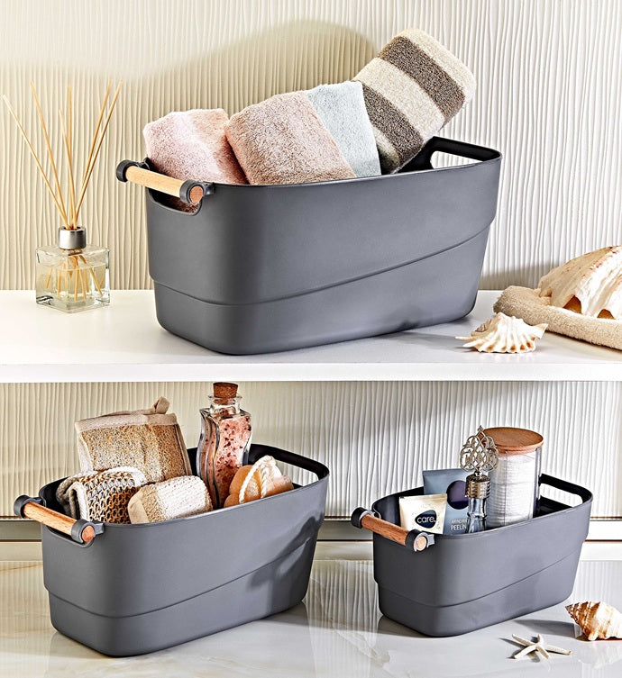Retro Basket with Wooden Handle