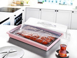 Rectangular Food Container Pink with Transparent Lid