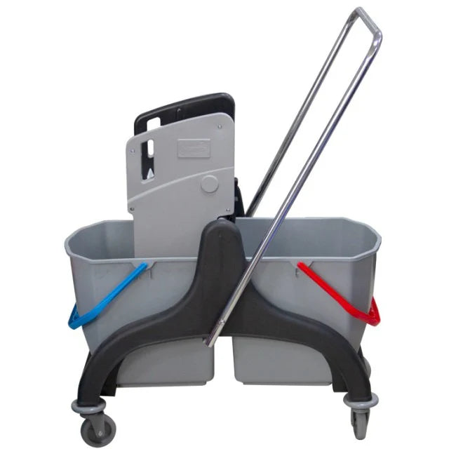 Plastic Double Bucket Mopping Trolley with Basket