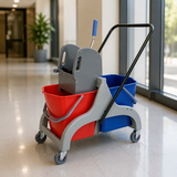 Down Press Double Mop Bucket Wringer Trolley